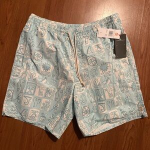 Quiksilver Light Blue Graphic Men's Athletic Shorts or Swim Trunks New with Tags